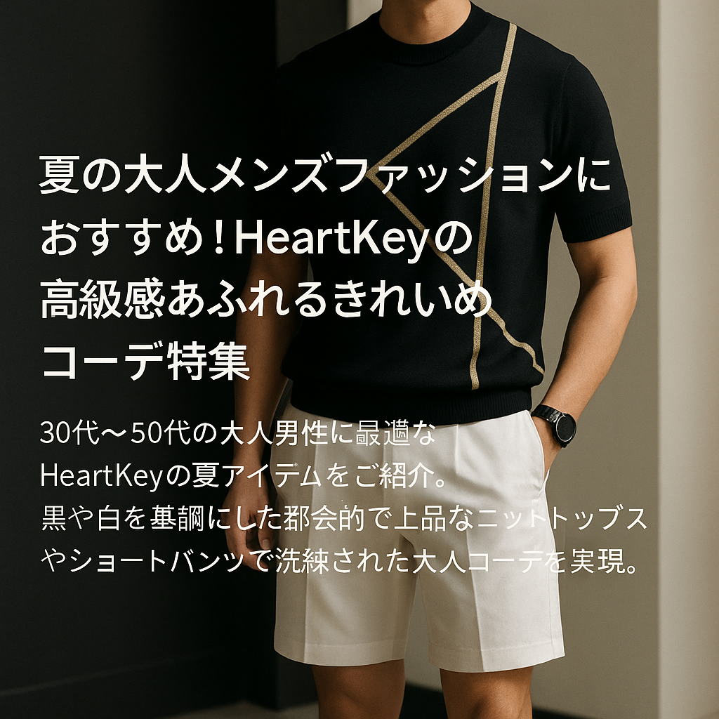 HeartKey 夏の大人メンズファッションにおすすめ！HeartKeyの高級感あふれるきれいめコーデ特集 アイキャッチ画像