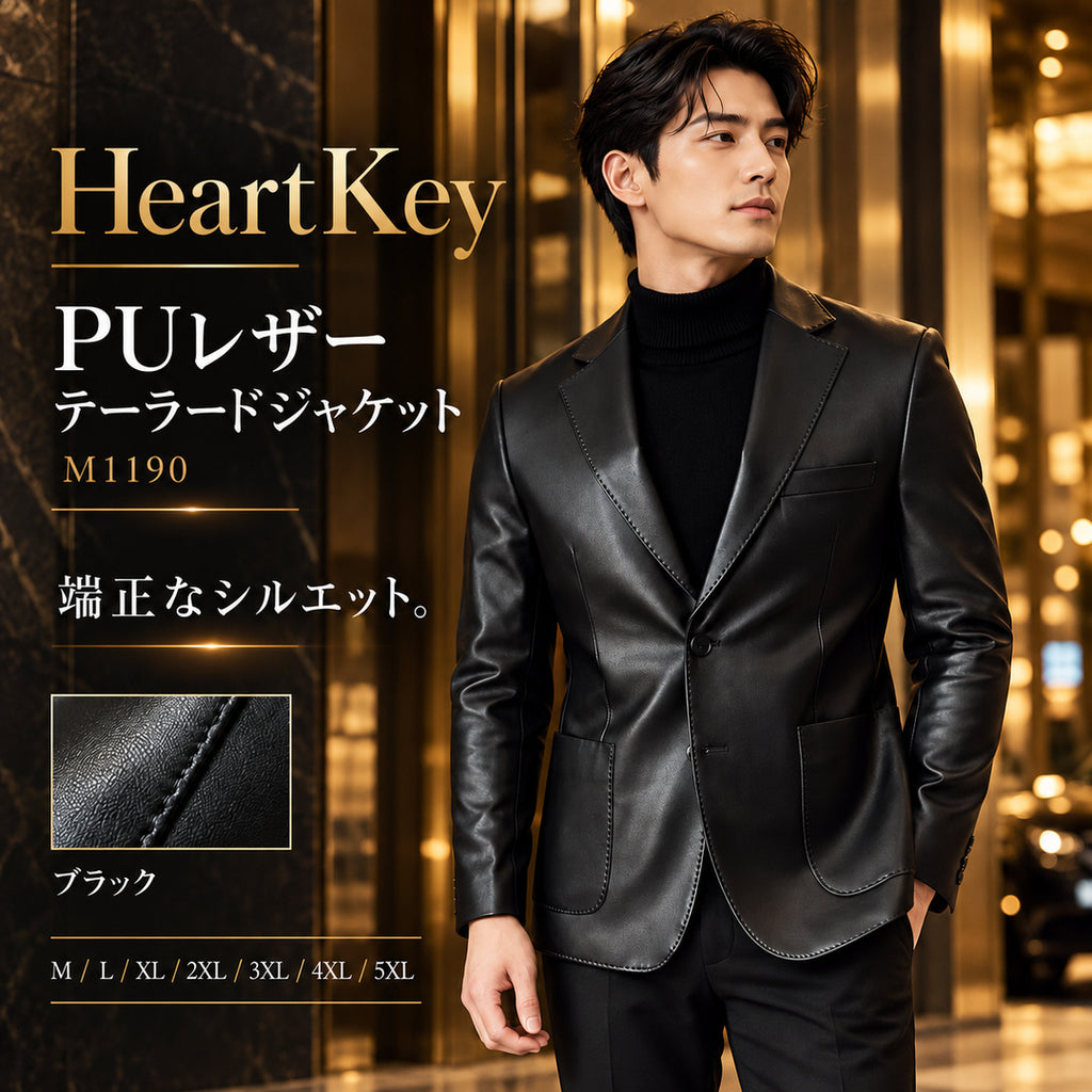 HeartKey M1190 PUレザー テーラードジャケット ブラック 広告