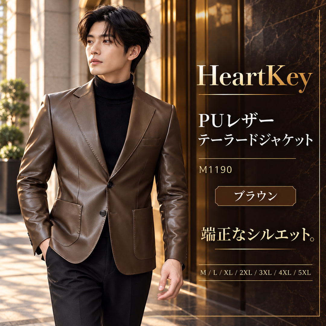 HeartKey M1190 PUレザー テーラードジャケット ブラウン 広告