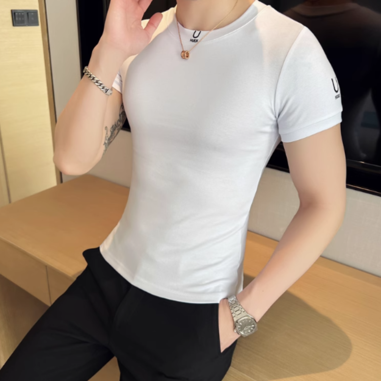 UネックロングスリーブTシャツ（4color） M0655