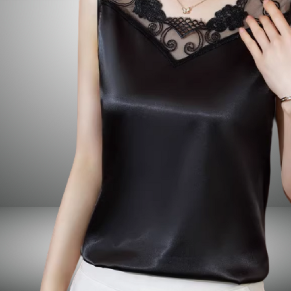 Vネックレースノースリーブシャツ（4color） A1044
