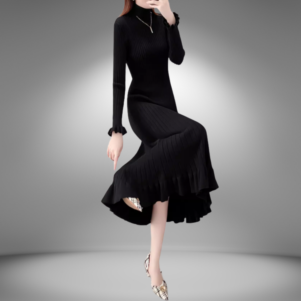 ハイネックニットロングワンピース A0741