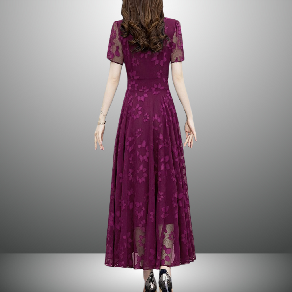 Vネックシフォンワンピース（2color） A1015