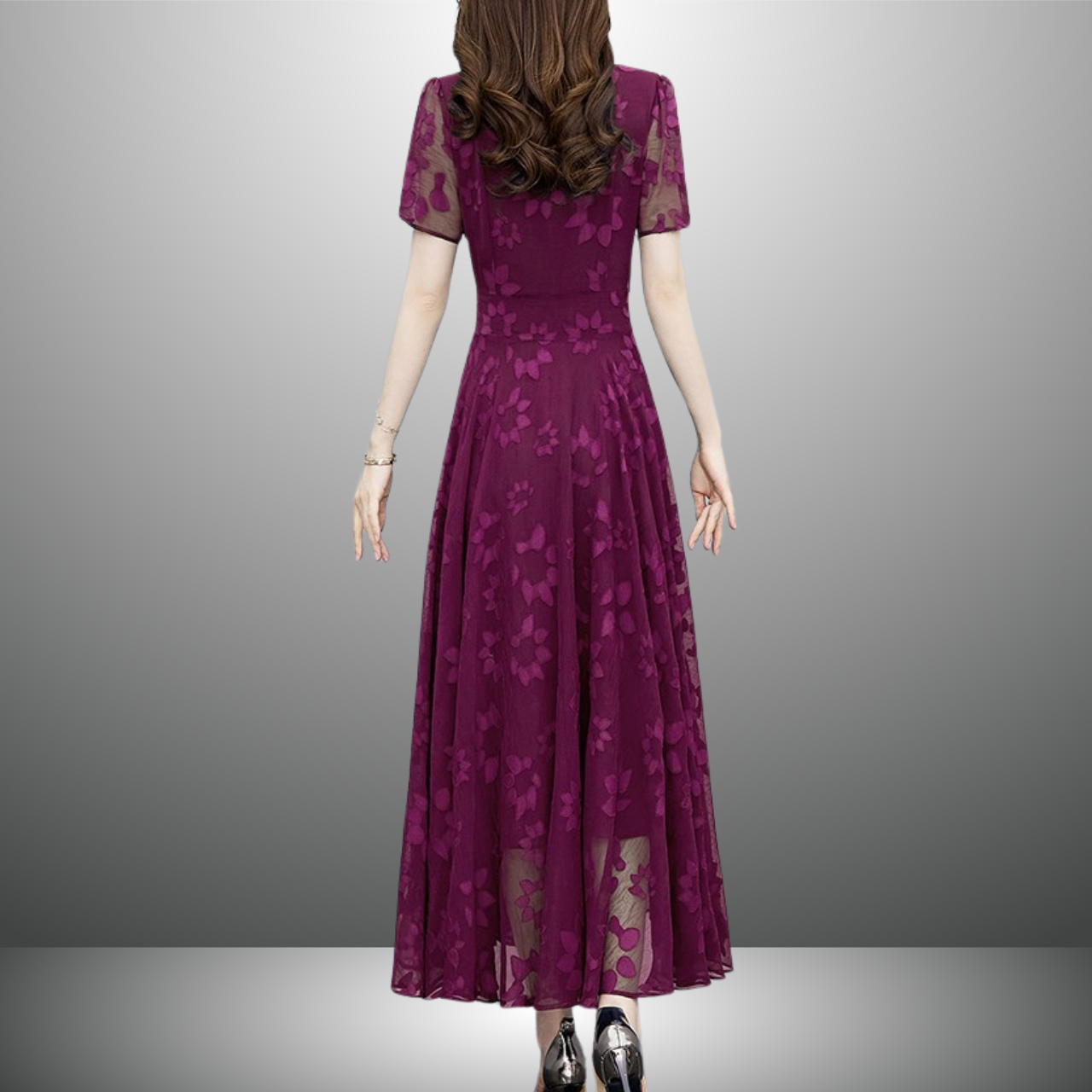 Vネックシフォンワンピース（2color） A1015