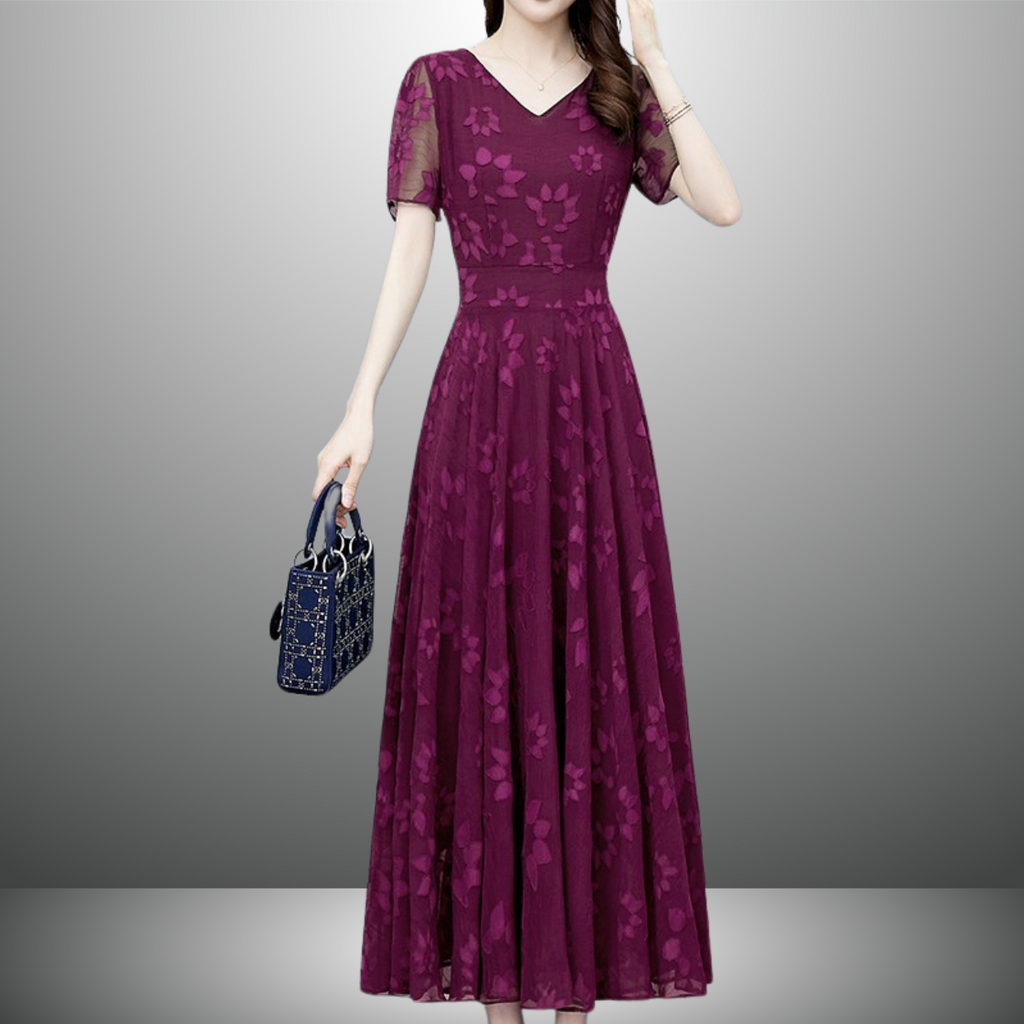 Vネックシフォンワンピース（2color） A1015