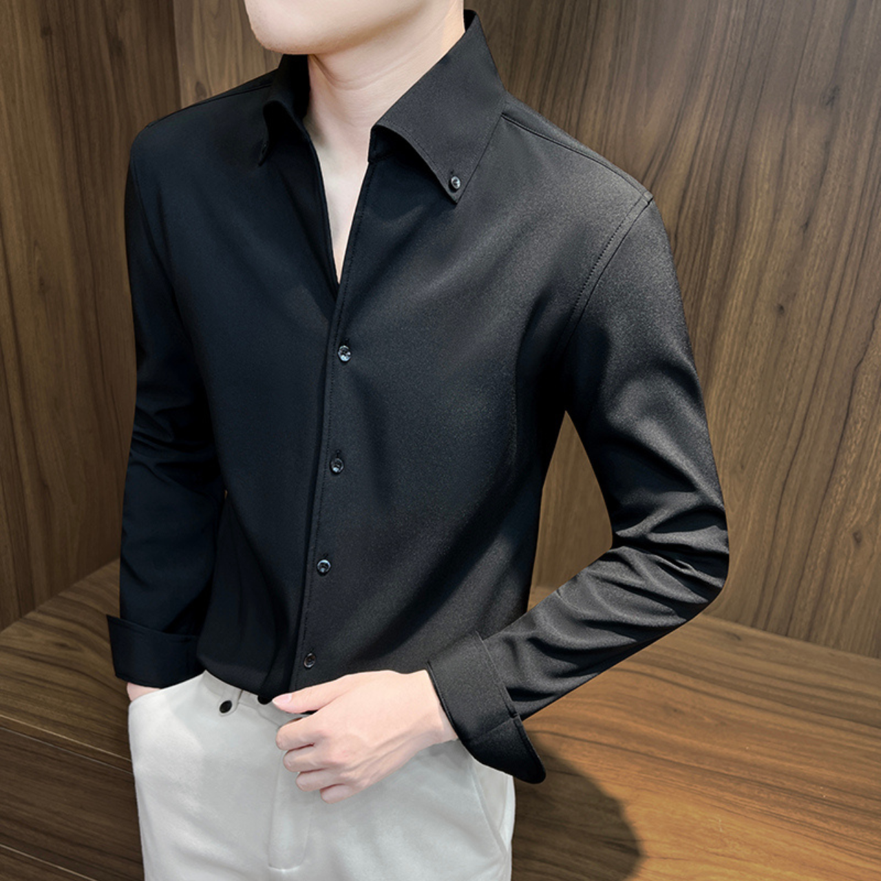 Vネックカラーシャツ（2color） M0234