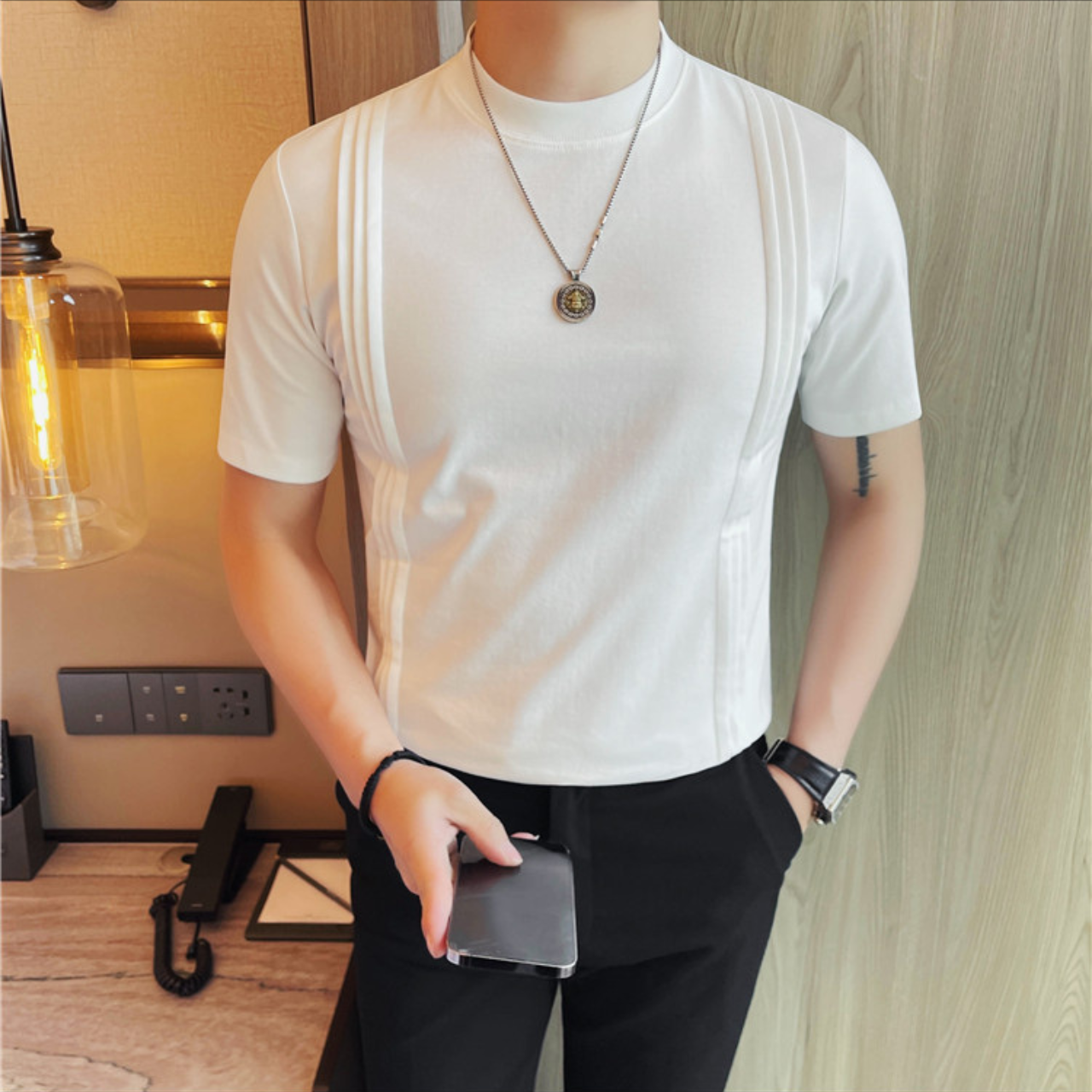 ストライプラウンドネックTシャツ（3color） M0667