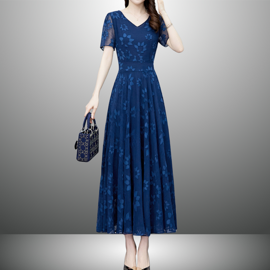 Vネックシフォンワンピース（2color） A1015