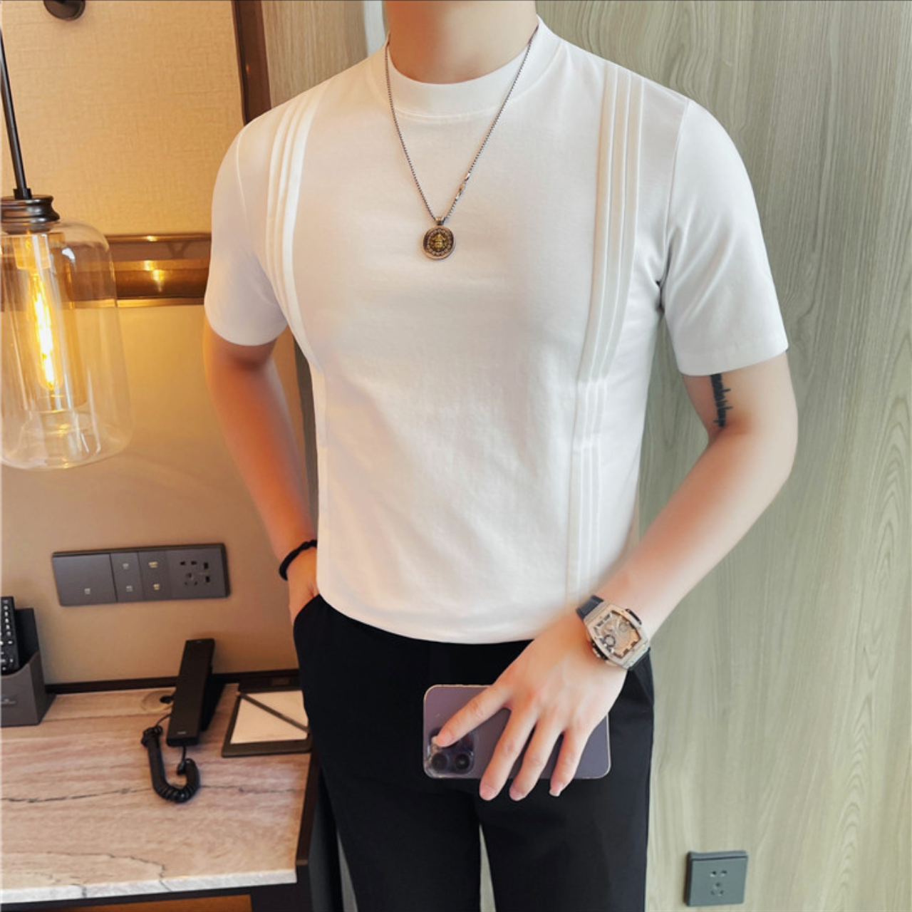 ストライプラウンドネックTシャツ（3color） M0667