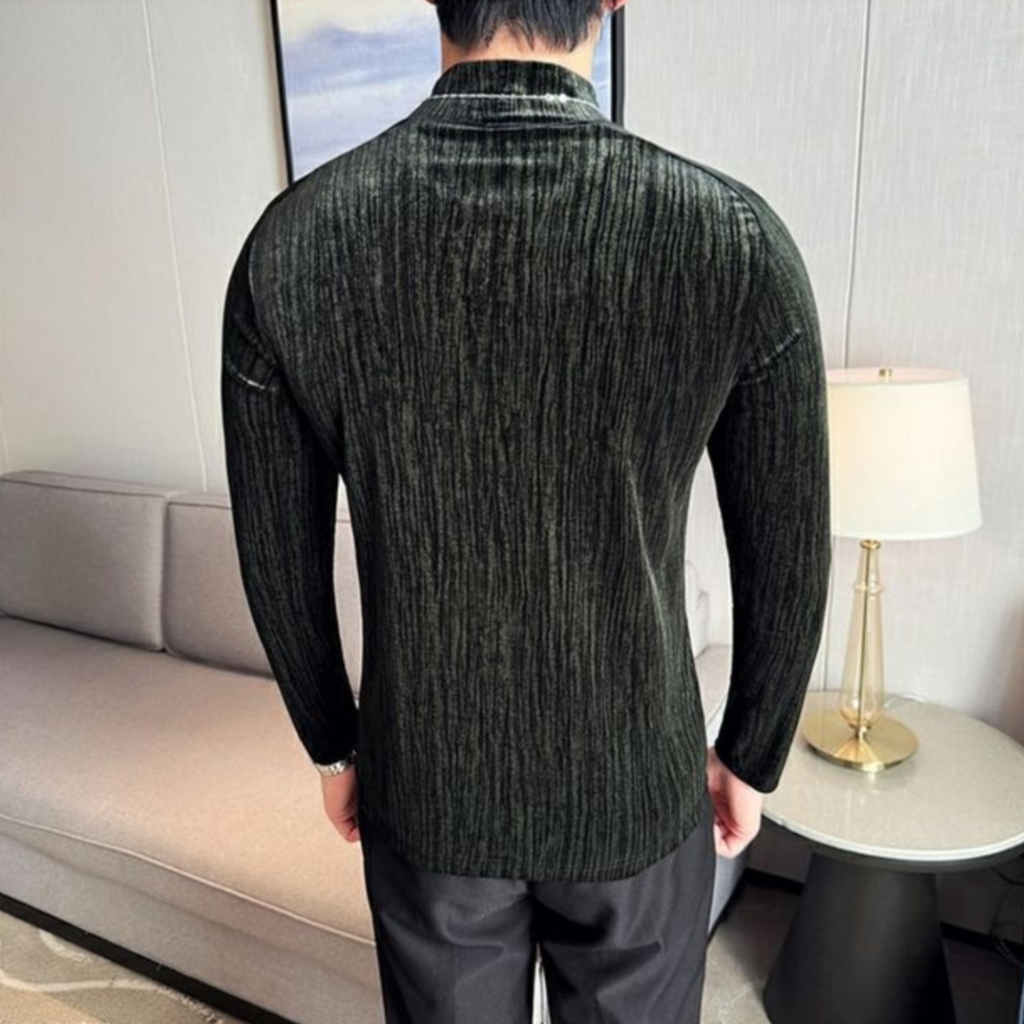 シャイニーテクスチャーモックネック M0853