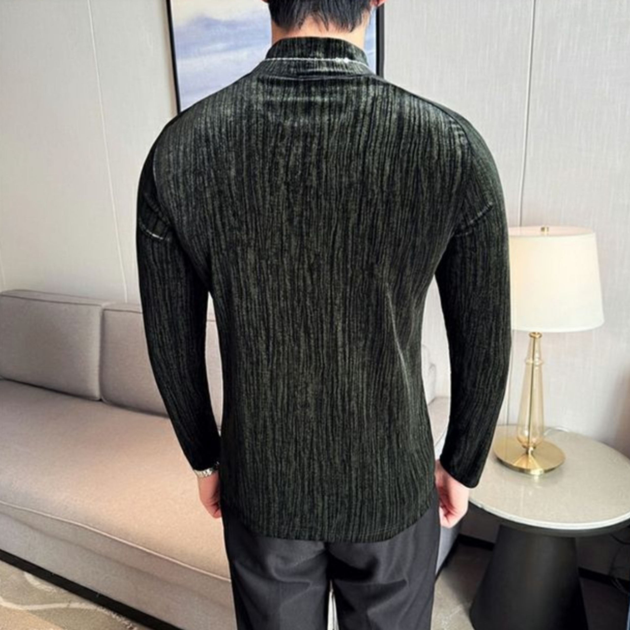 シャイニーテクスチャーモックネック M0853
