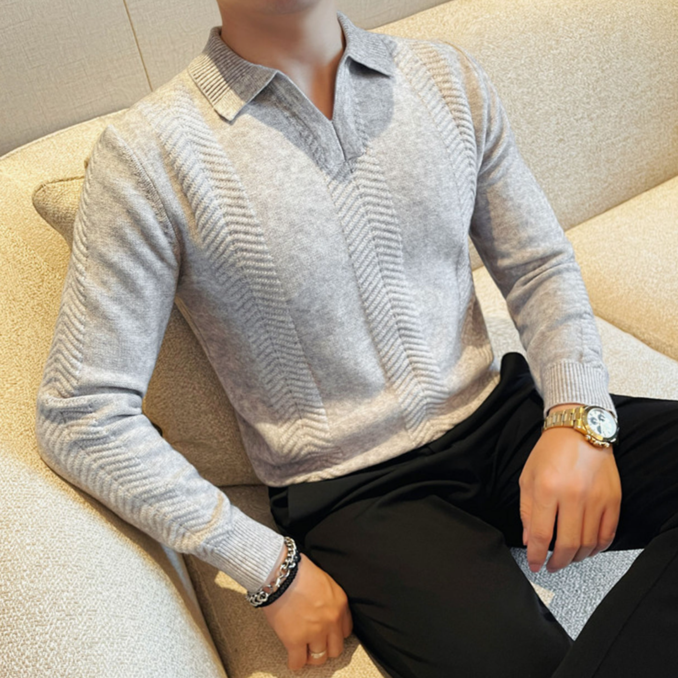 シックラインプレミアムニットポロ(3color） M0880