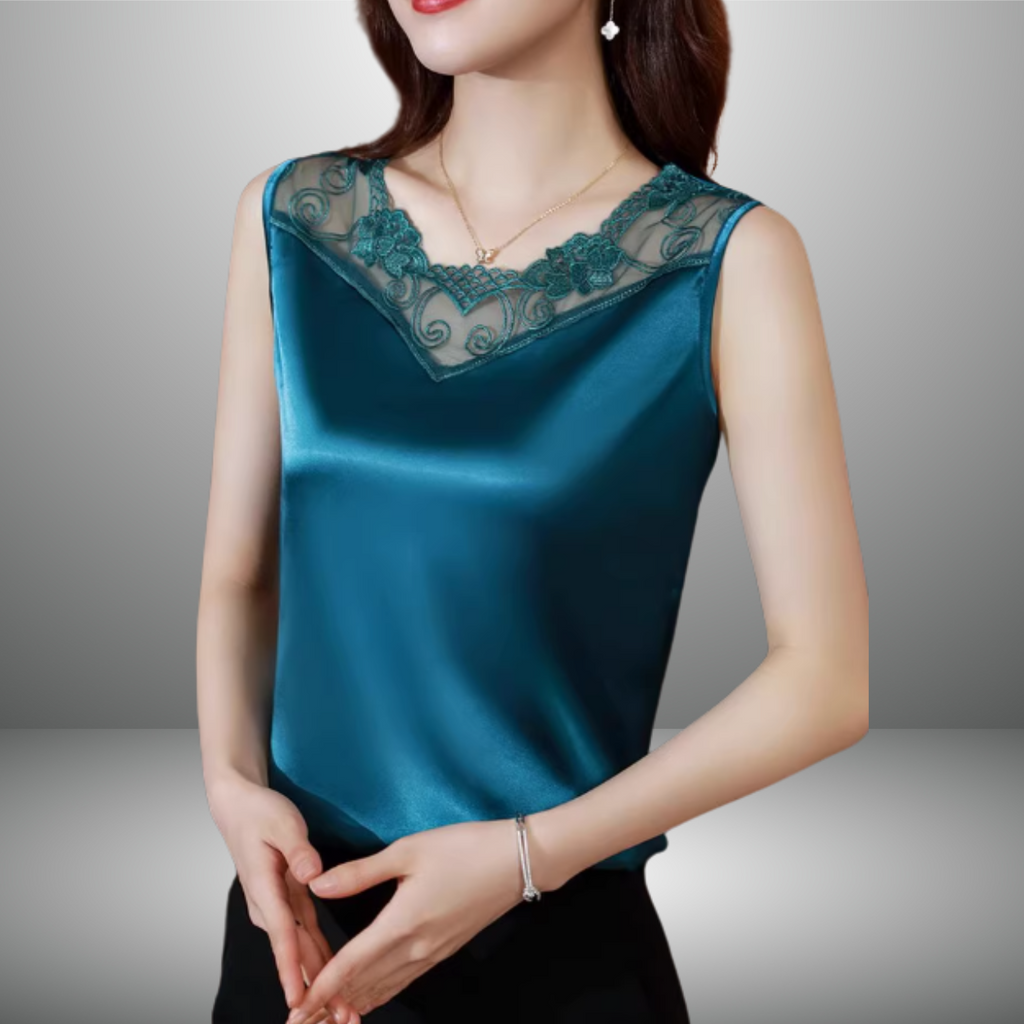 Vネックレースノースリーブシャツ（4color） A1044