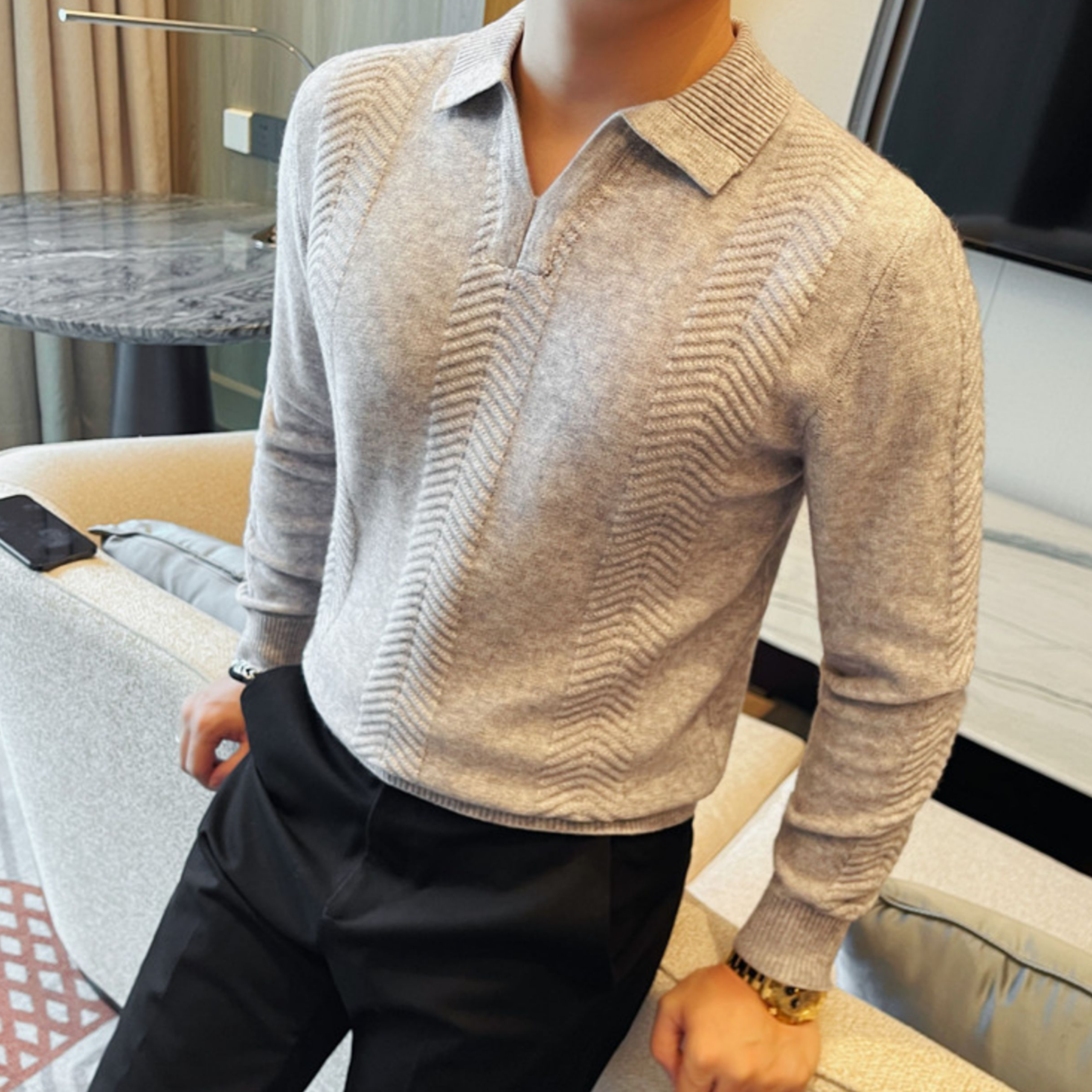シックラインプレミアムニットポロ(3color） M0880