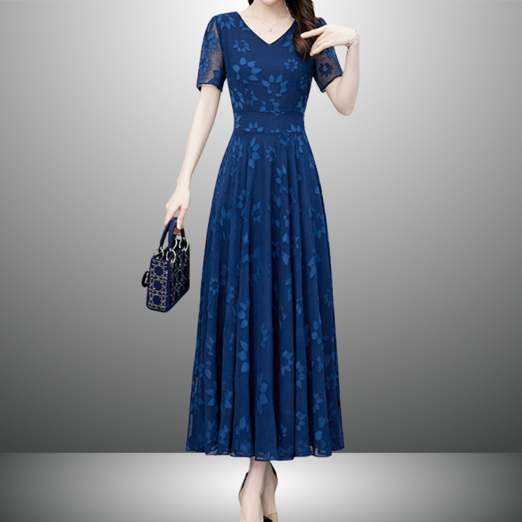 Vネックシフォンワンピース（2color） A1015