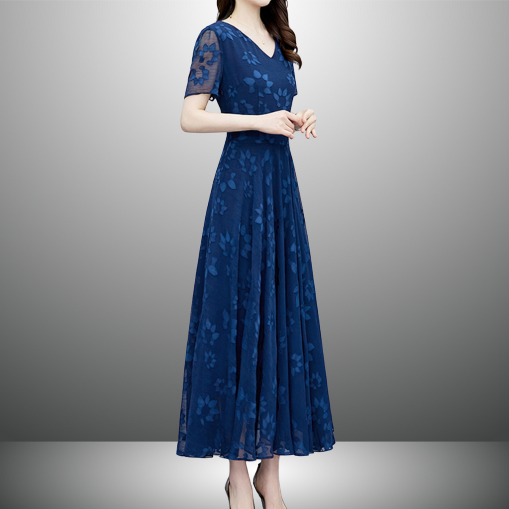 Vネックシフォンワンピース（2color） A1015