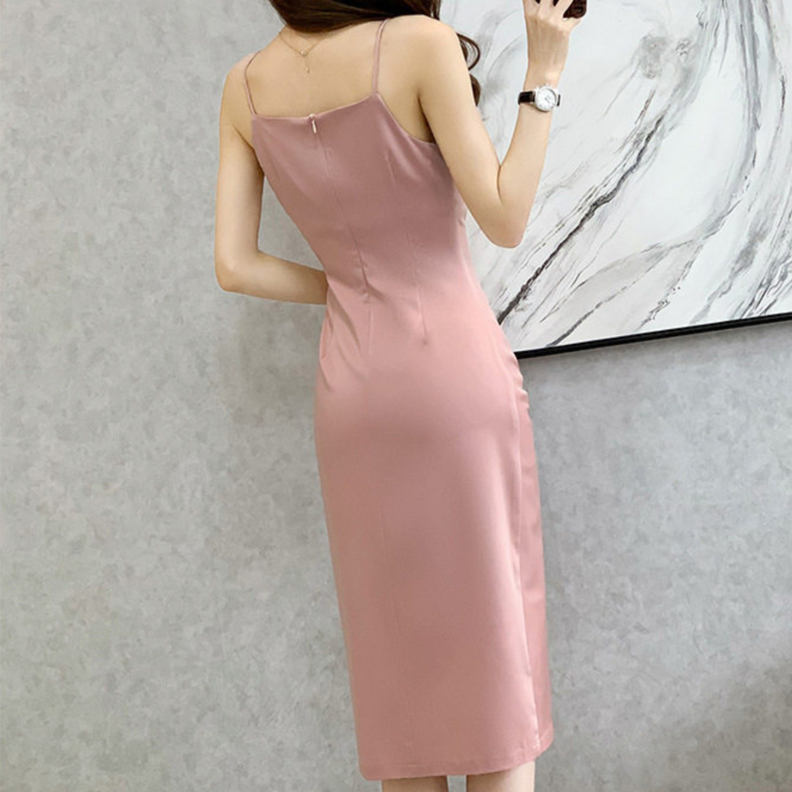 ノーブルラインスリットワンピース（5color） A1213