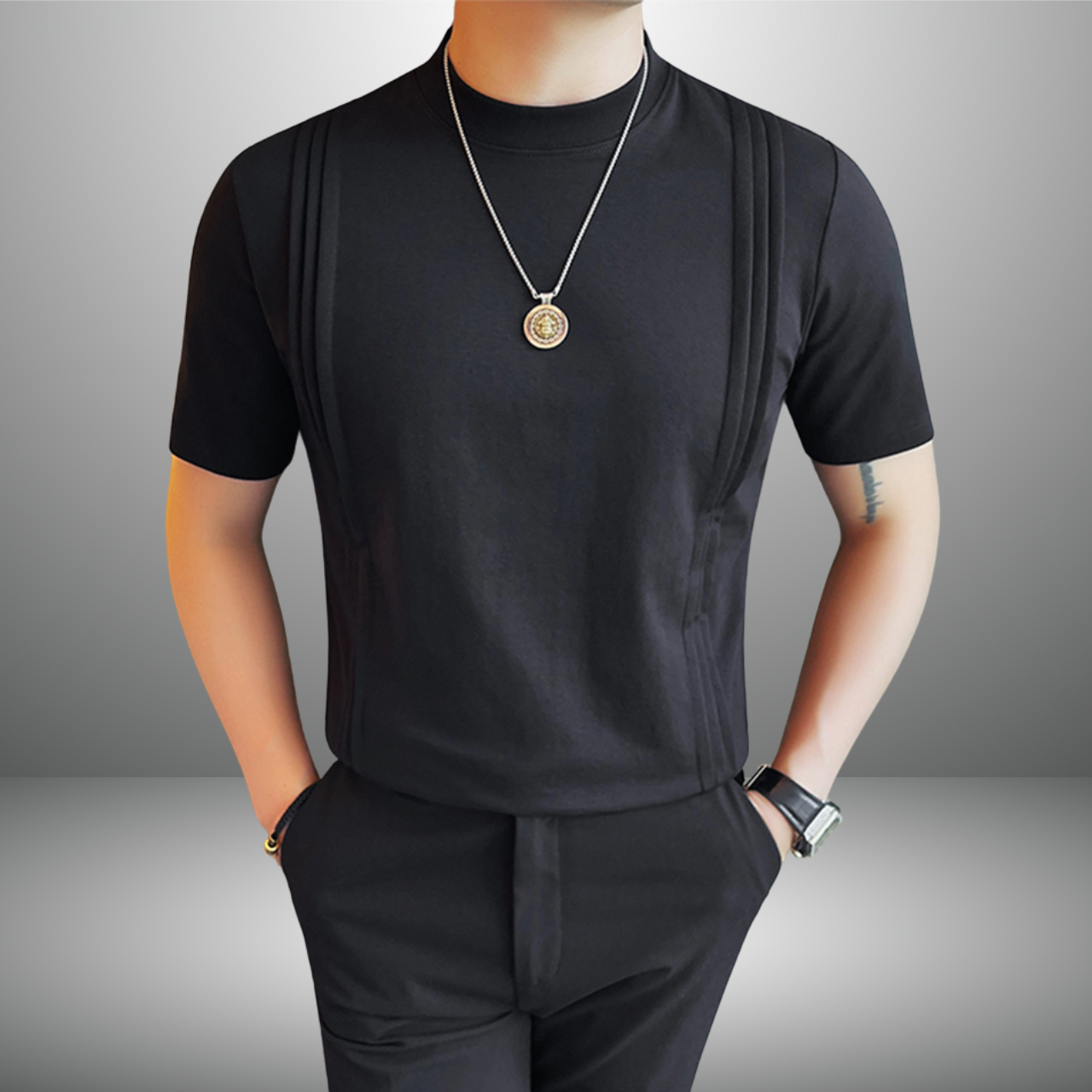 ストライプラウンドネックTシャツ（3color） M0667