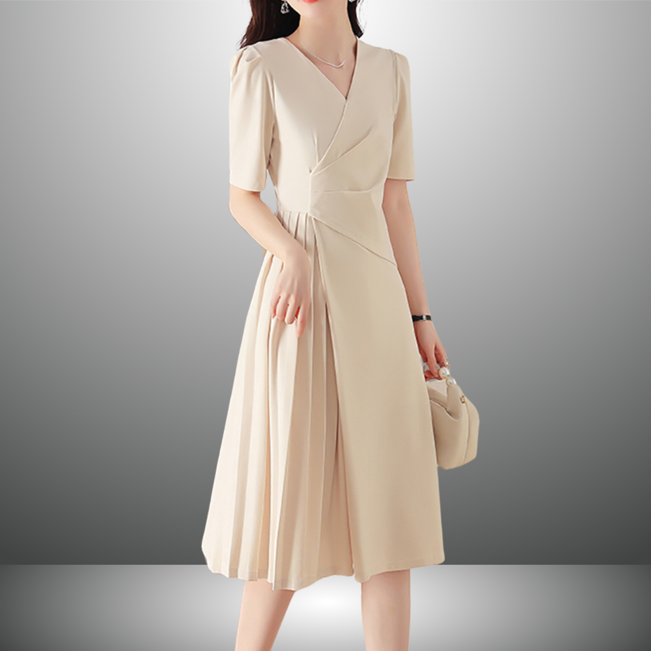 Vネックワンピース（3color） A1016