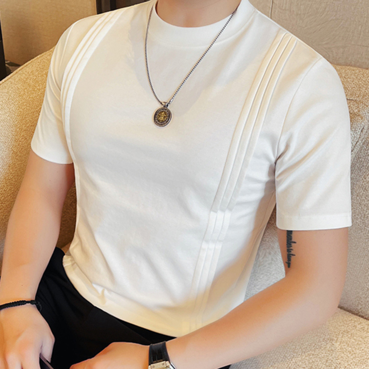 ストライプラウンドネックTシャツ（3color） M0667