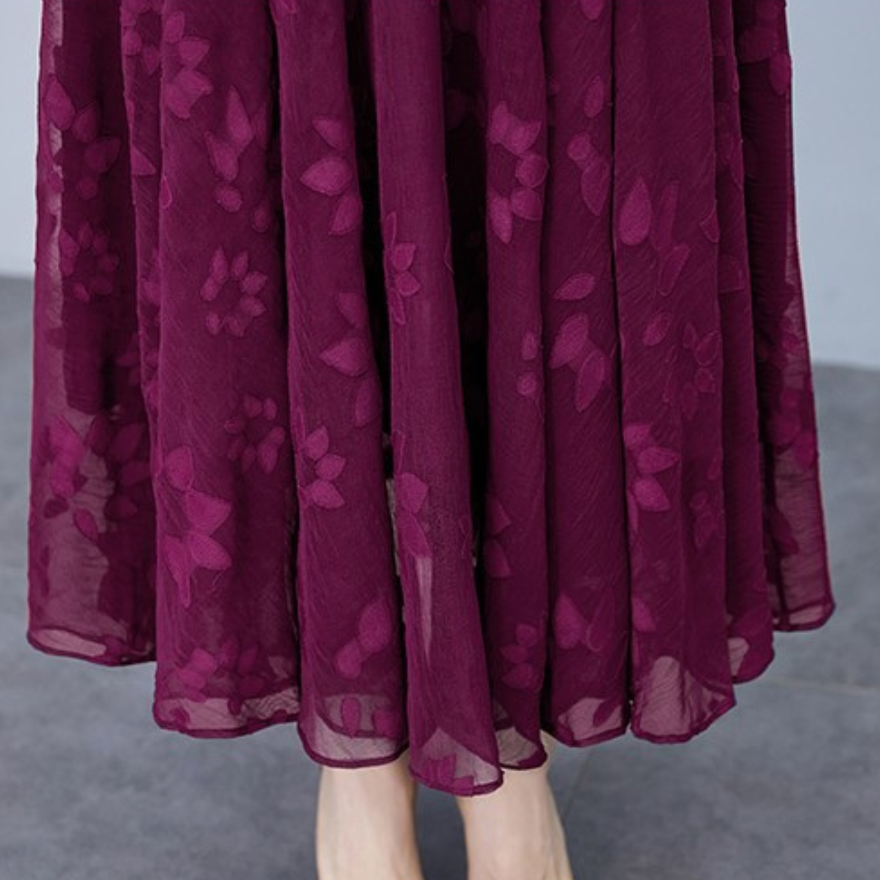 Vネックシフォンワンピース（2color） A1015