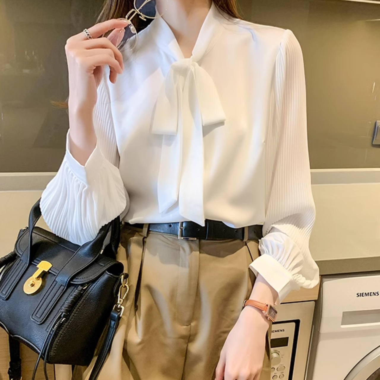 リボンシフォンシャツ A0772