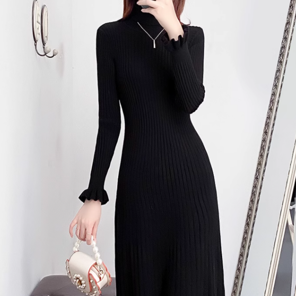 ハイネックニットロングワンピース A0741