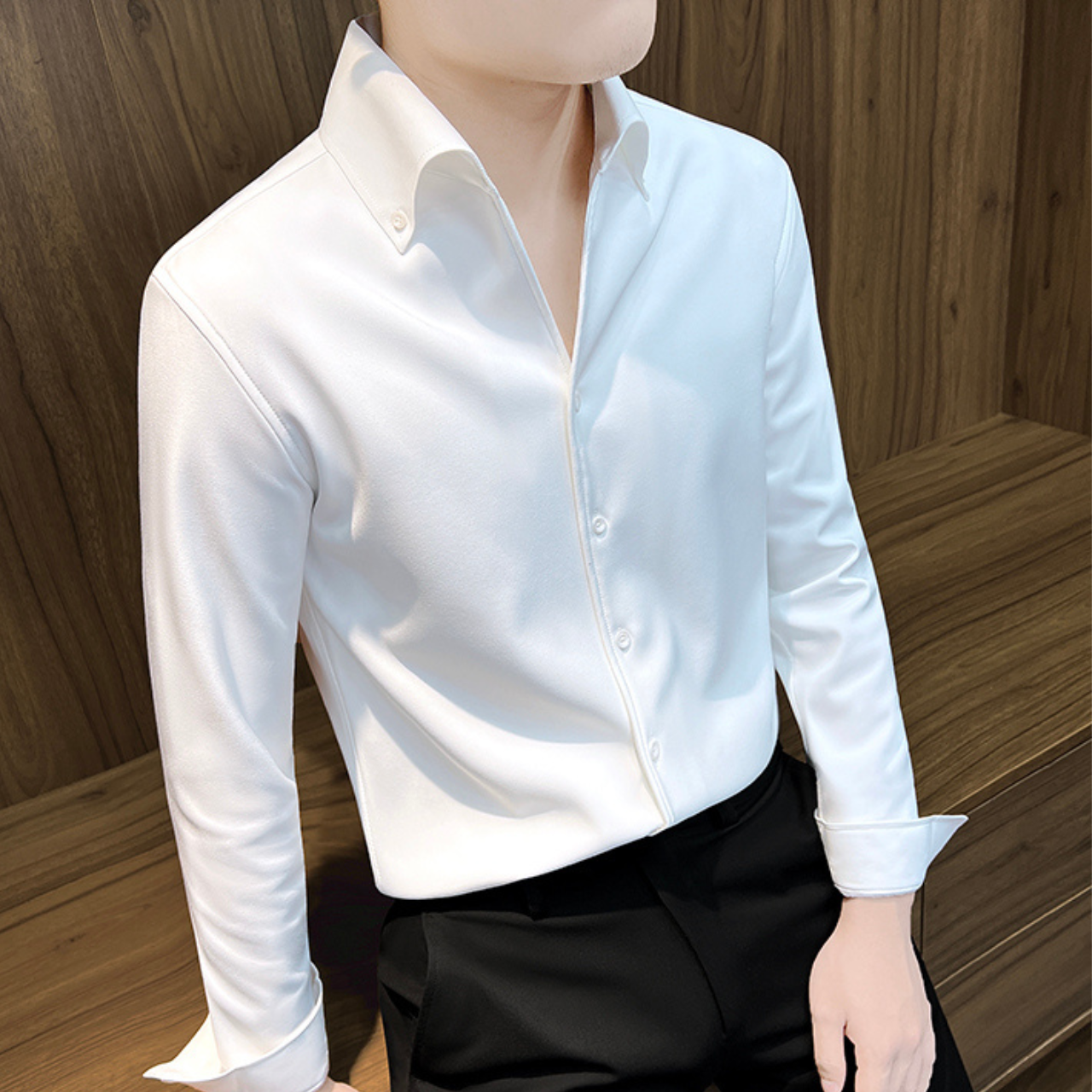 Vネックカラーシャツ（2color） M0234