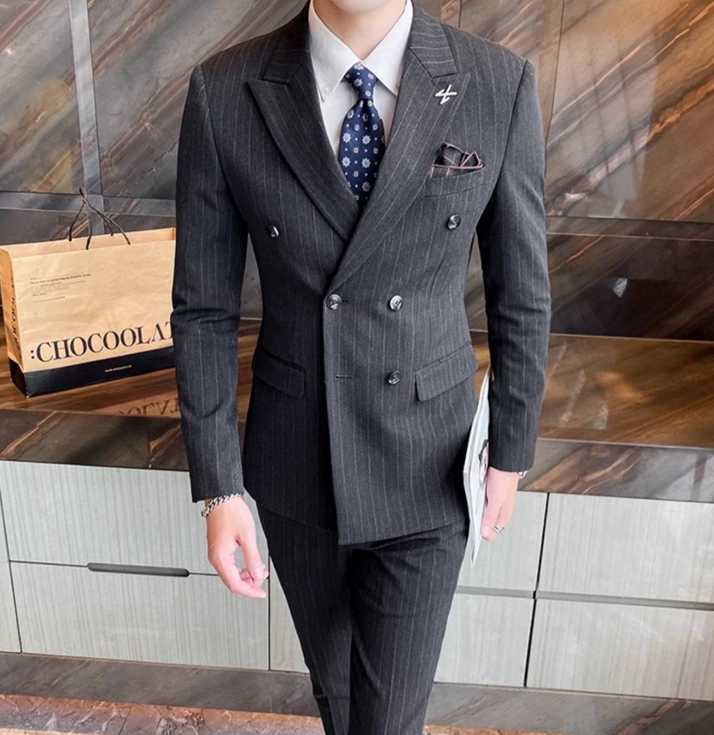 ストライプダブルブレストオールインワンスーツ（3color） M0743