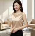 Vネックレースノースリーブシャツ（4color） A1044