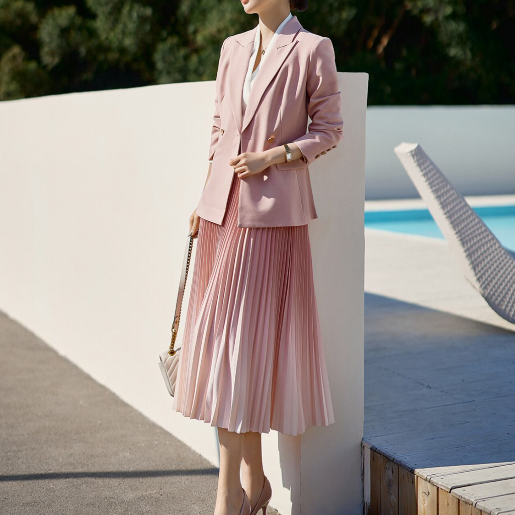 テーラードジャケットandプリーツスカートセットアップ A1003