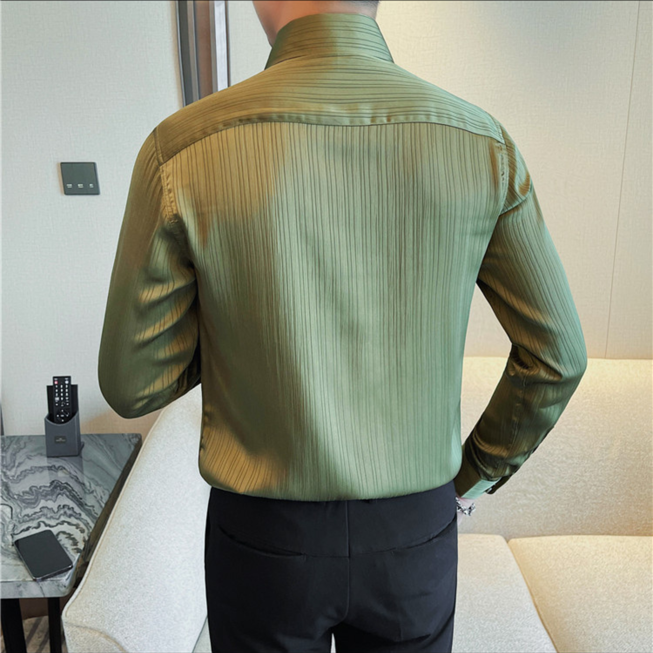 プレミアムサテンプリーツシャツ(3color） M0856