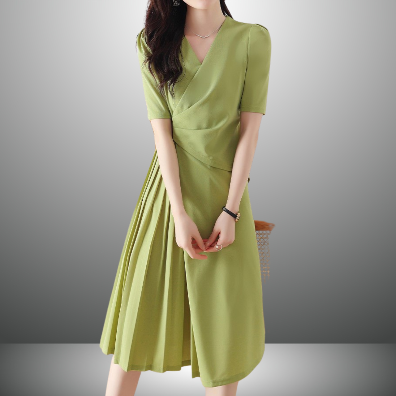 Vネックワンピース（3color） A1016