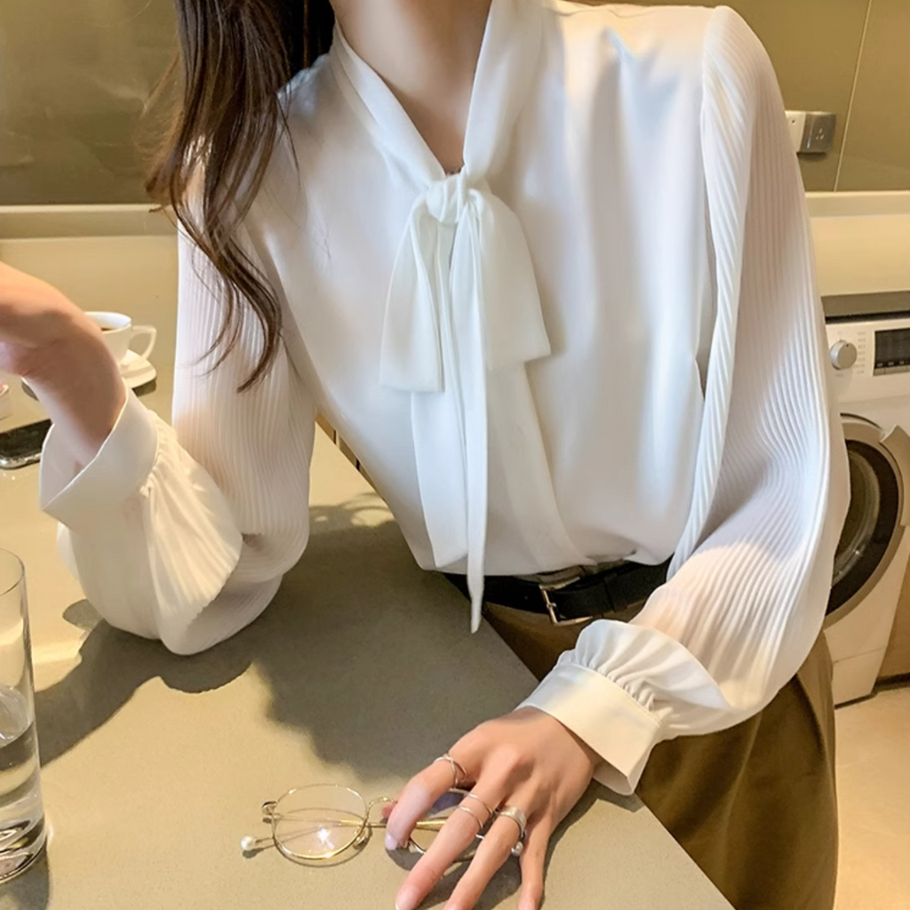 リボンシフォンシャツ A0772
