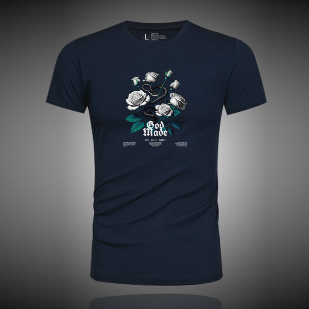 ローズアートラグジュアリーTシャツ M1042