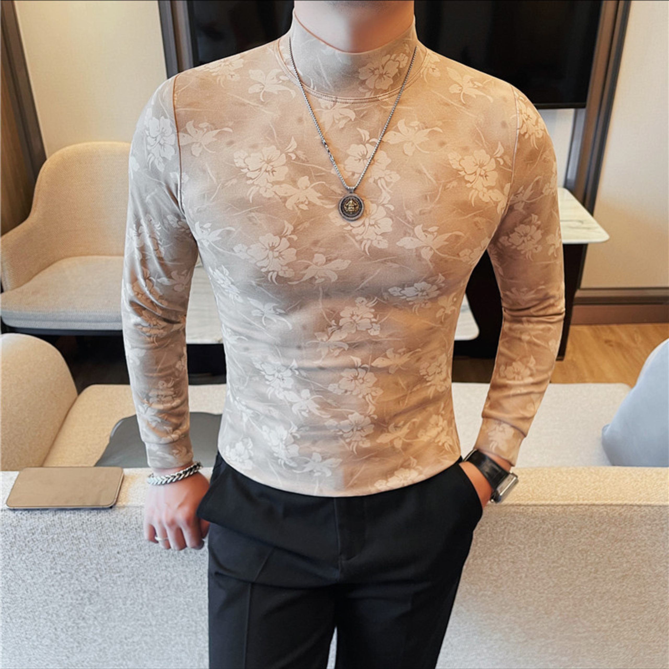 モードフラワープリントトップス（4color） M0846