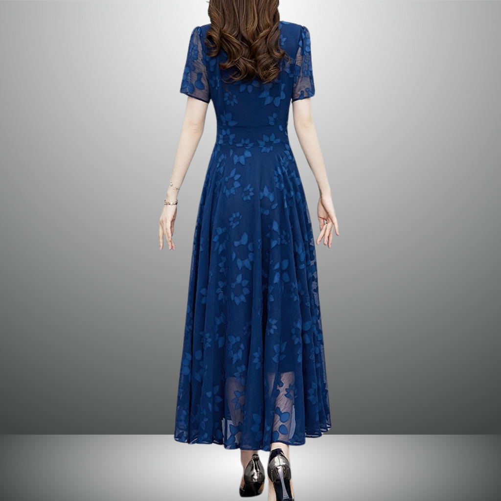 Vネックシフォンワンピース（2color） A1015