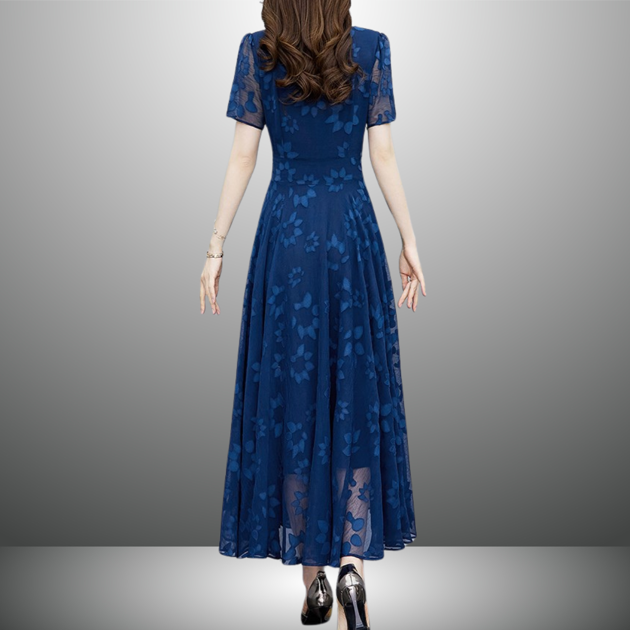 Vネックシフォンワンピース（2color） A1015