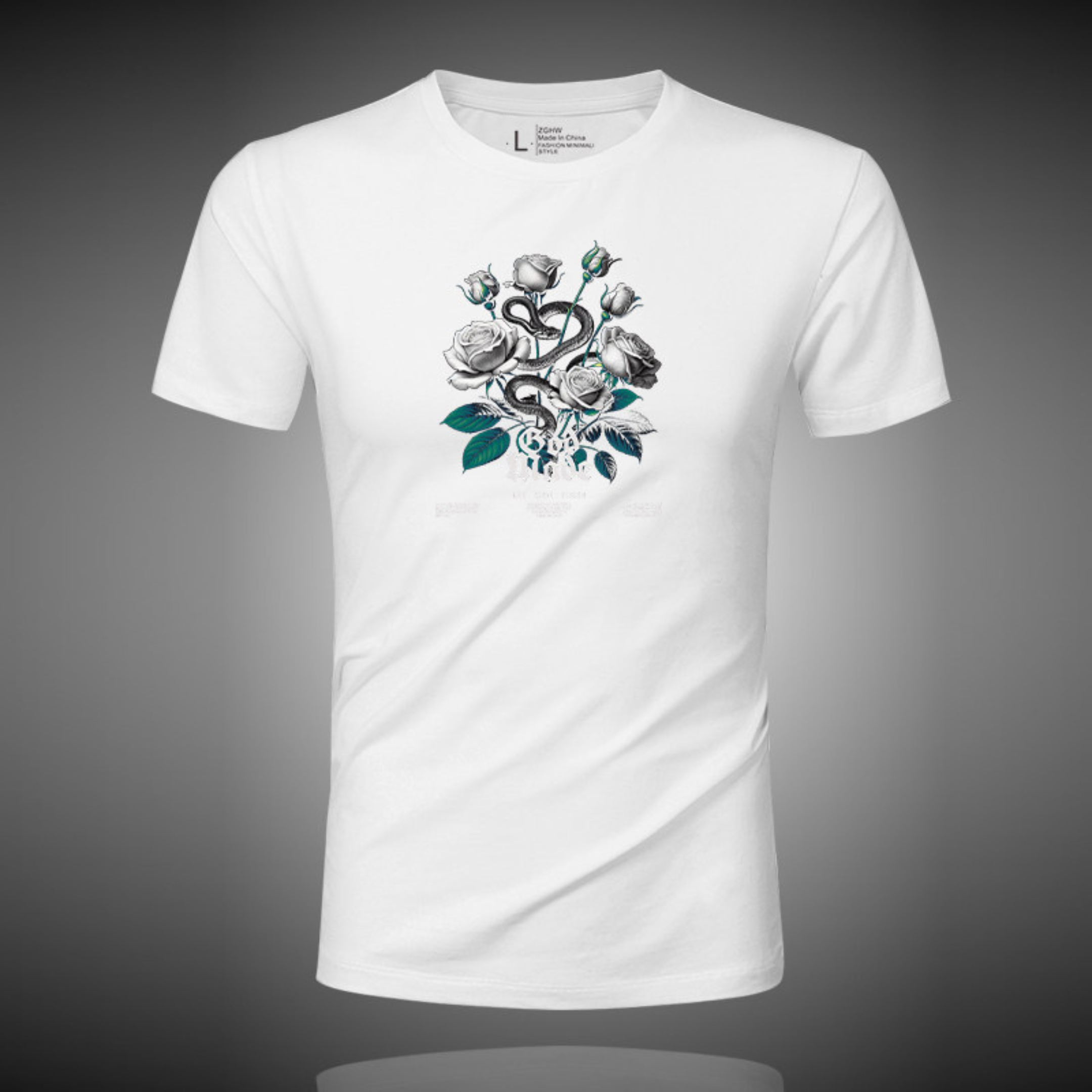 ローズアートラグジュアリーTシャツ M1042