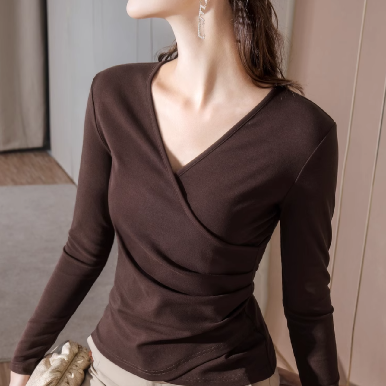 クロス V ネックボトリングシャツ（2color） A0734