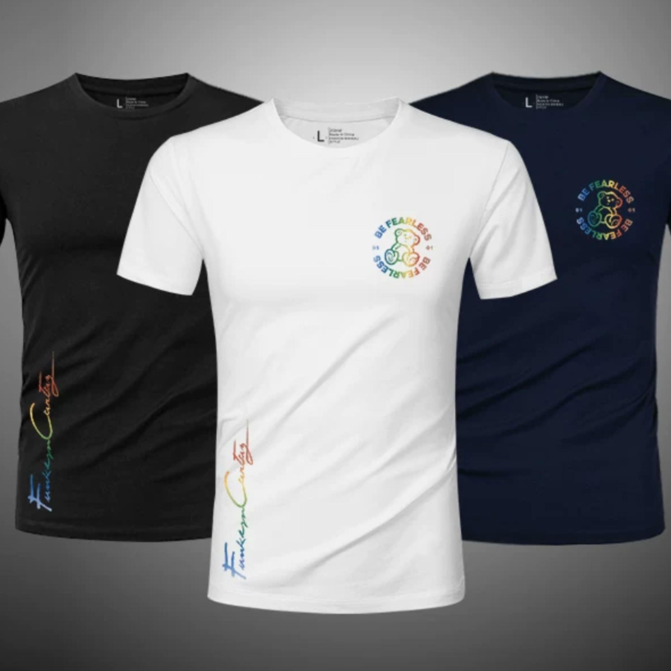レインボーベアサイドロゴストレッチTシャツ M1065
