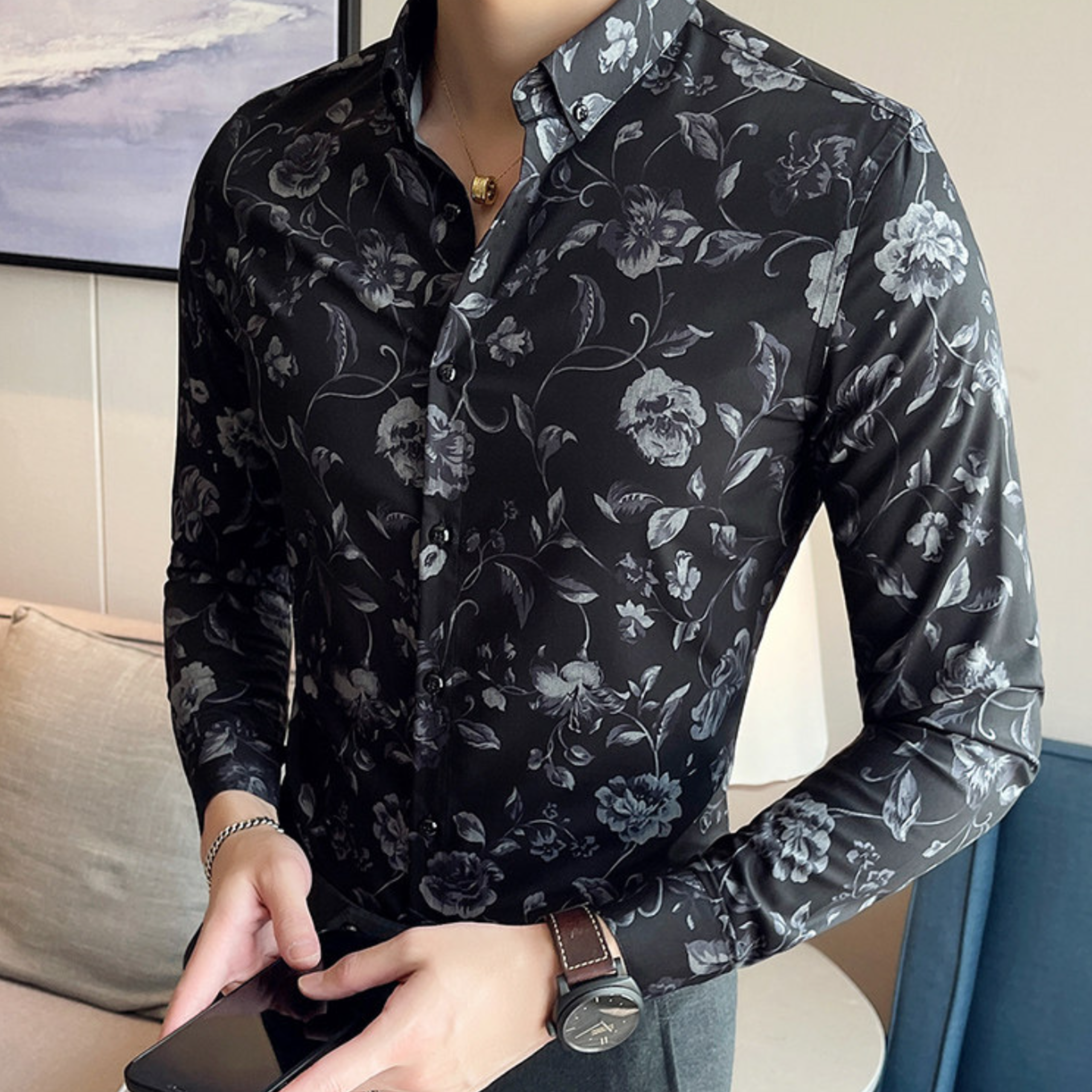 ノーブルフラワーシャツ（2color） M0934