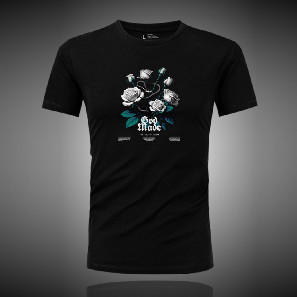 ローズアートラグジュアリーTシャツ M1042