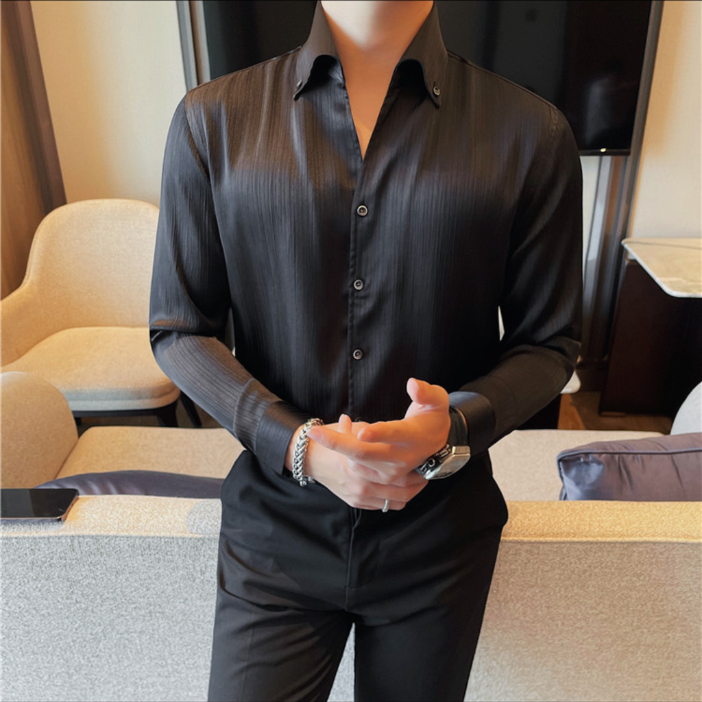 プレミアムサテンプリーツシャツ(3color） M0856