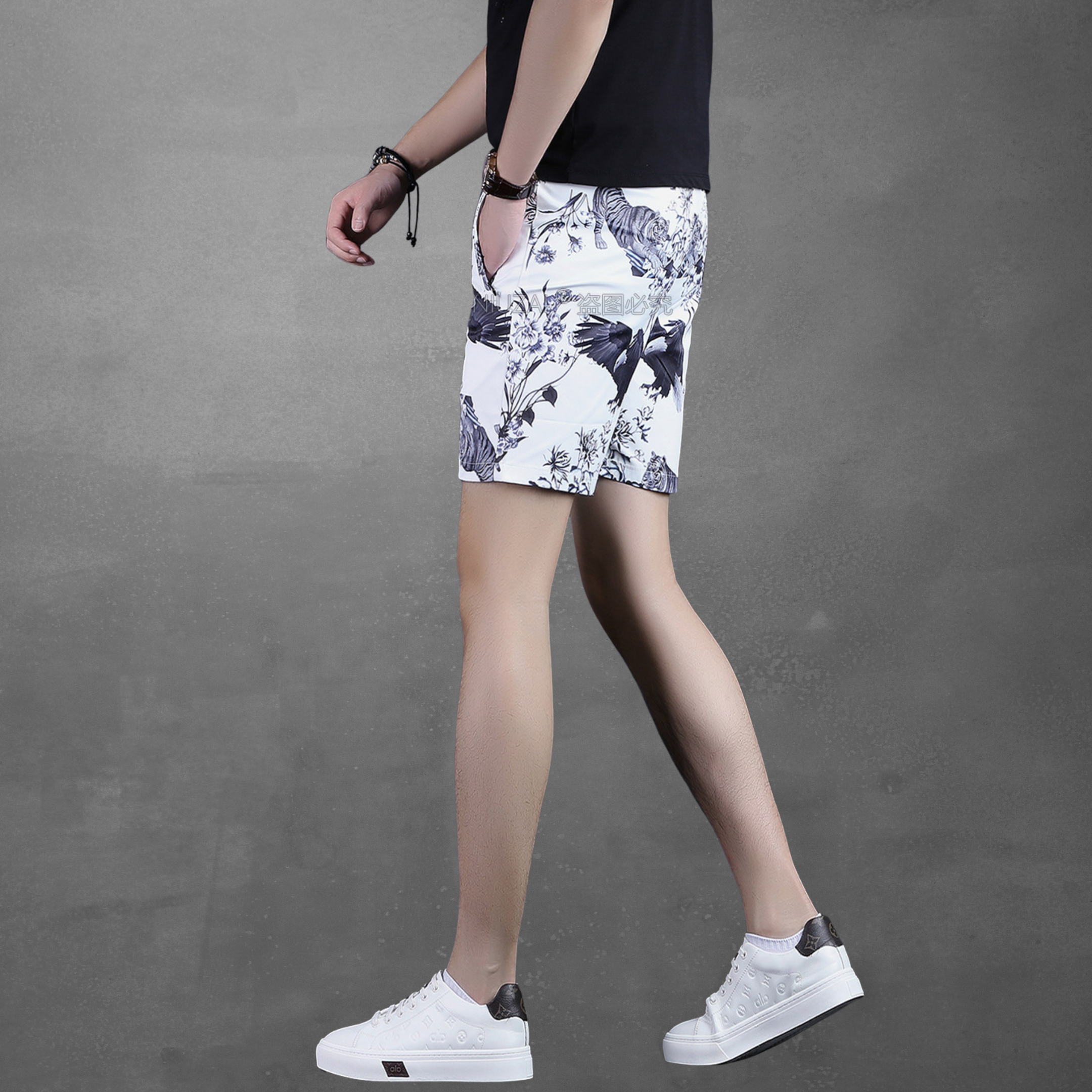 ボタニカルサマーハーフパンツ メンズ 花柄 ショートパンツ M1035