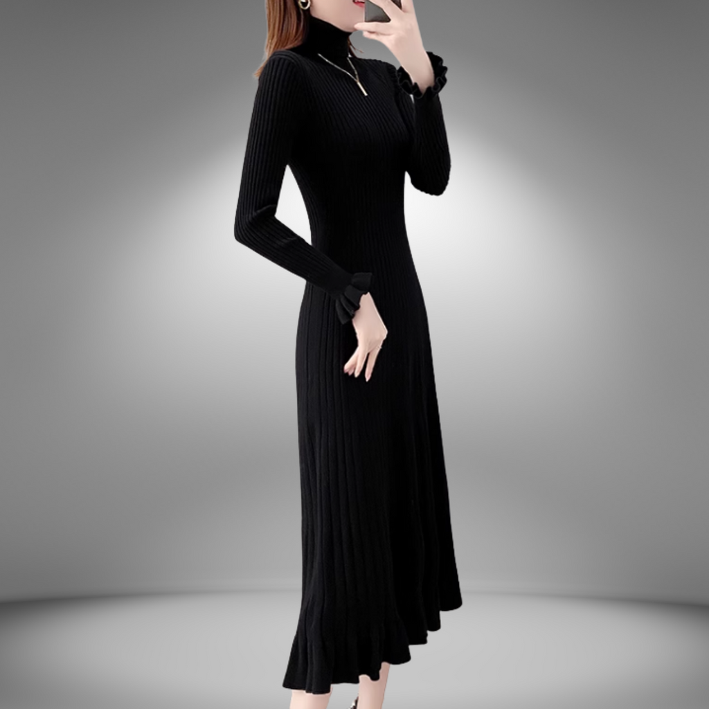 ハイネックニットロングワンピース A0741