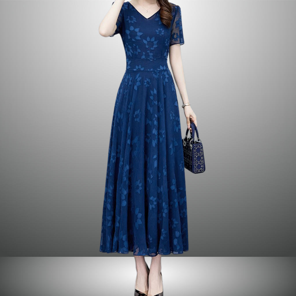 Vネックシフォンワンピース（2color） A1015