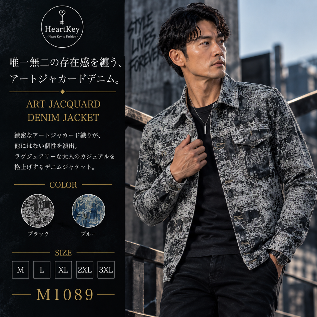 アートジャカードデニムジャケット M1089