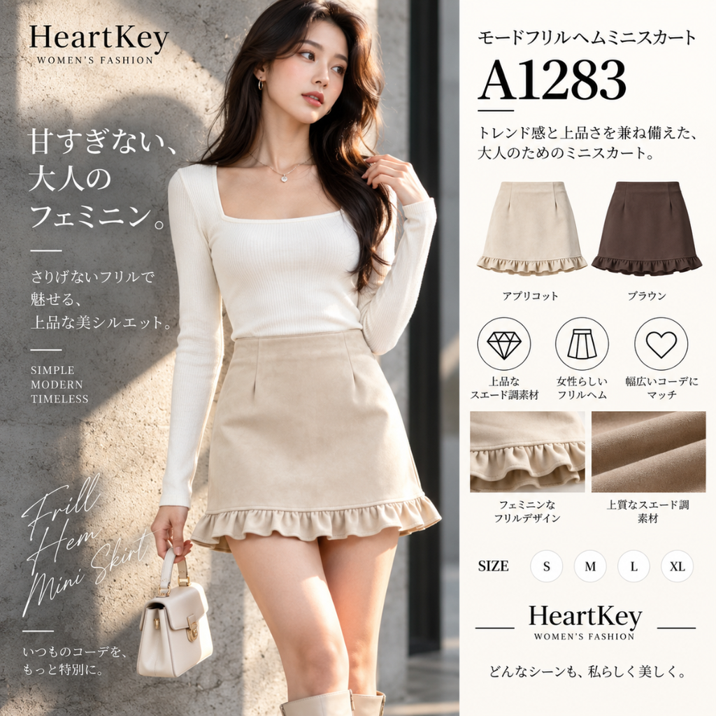 モードフリルヘムミニスカート A1283