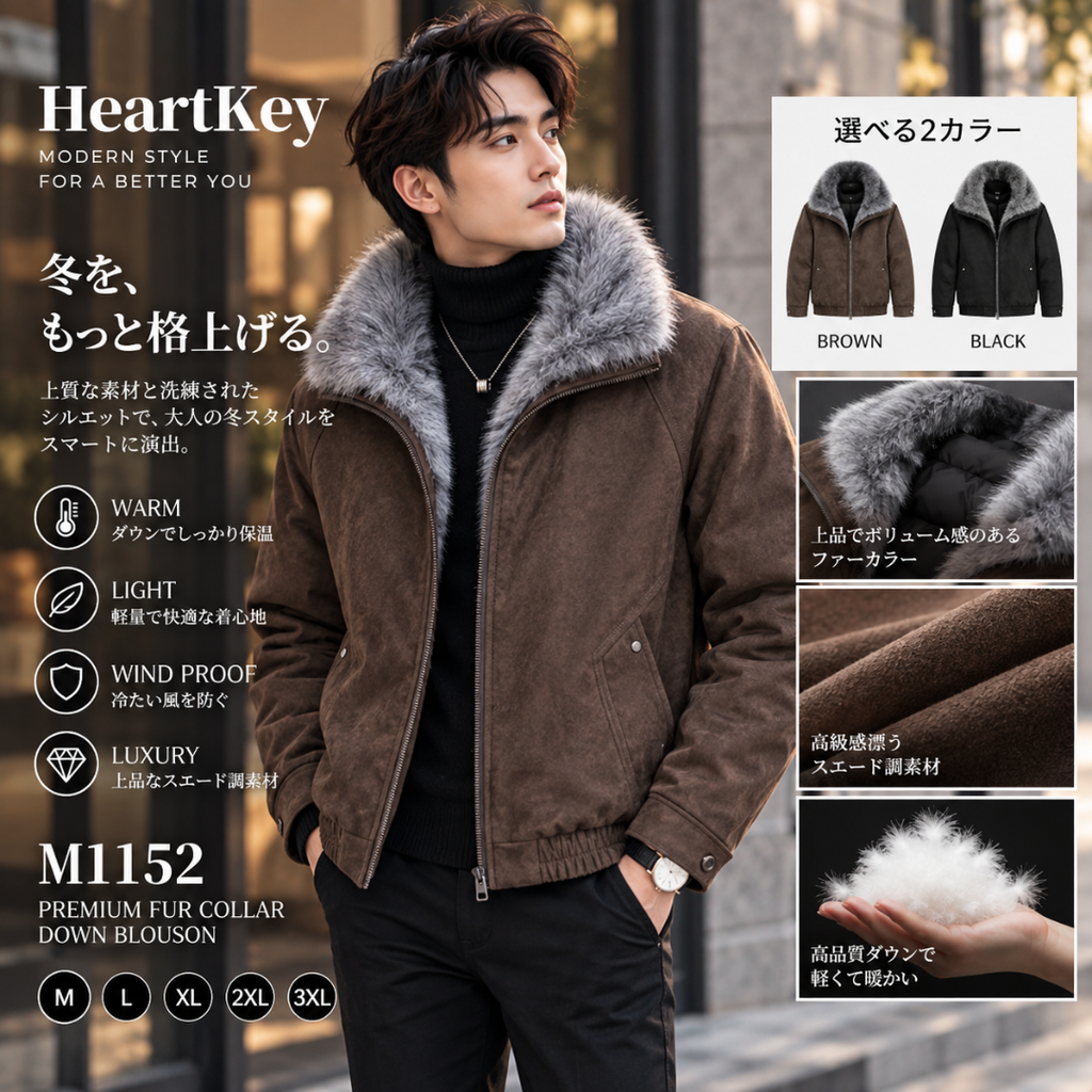 プレミアムファーカラーダウンブルゾン M1152